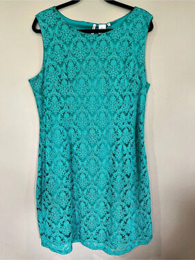 Miss Pinky Paisley Lace Mini Dress in Teal Size XL NWT